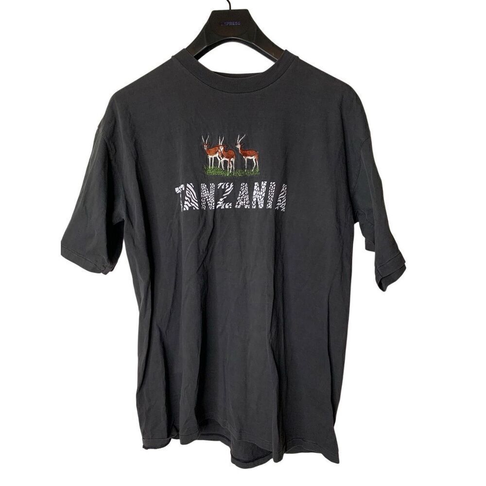 Vintage Tanzania Africa single stitch shirt Super Teximp black size XL